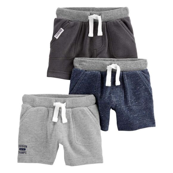 Simple Joys By Carters Boys Gray Blue Drawstring Bermuda Shorts Sz 18M Lot Of 3 - Picture 1 of 3